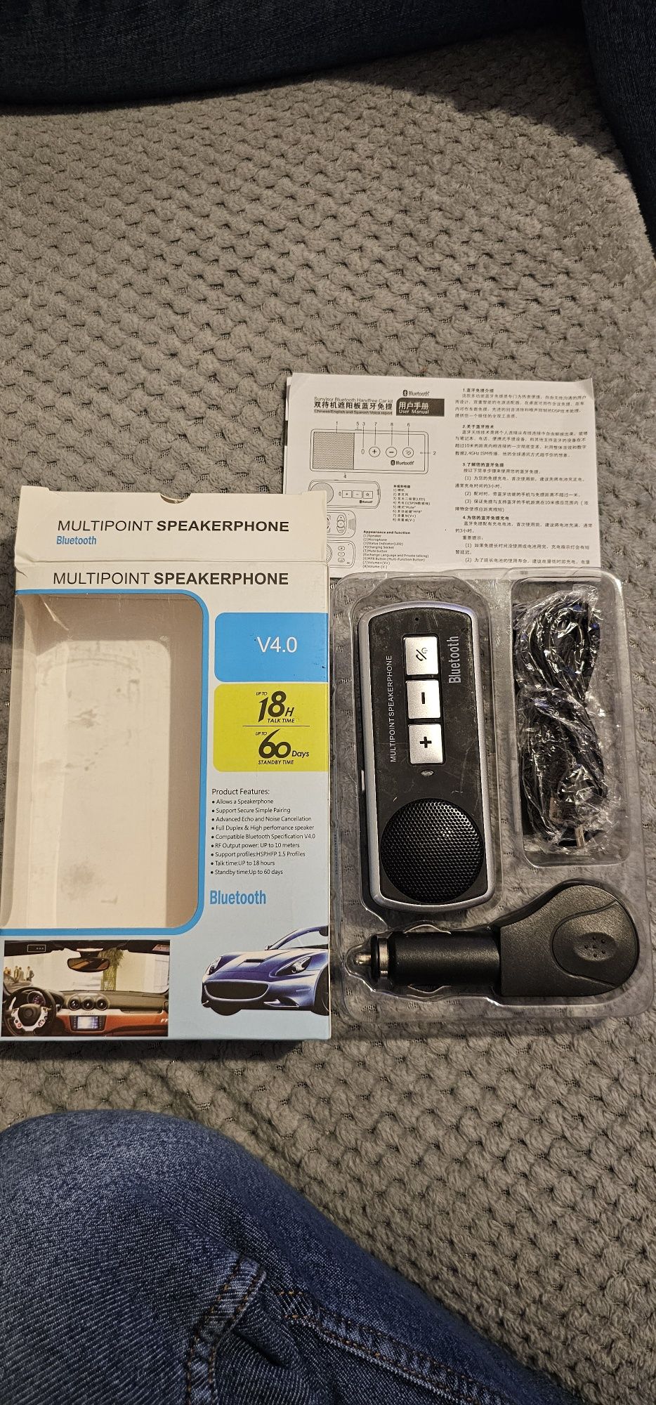 Zestaw Głośnomówiący Bluetooth V 4.0 18h Samochodowy