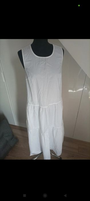 Długa letnia, biała sukienka Reserved 38-40
