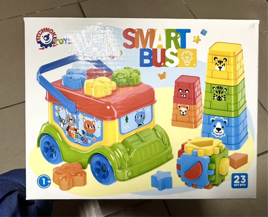 Автобус-сортер з набором фігурок тварин,пірамідка,логіка 0389 Технок