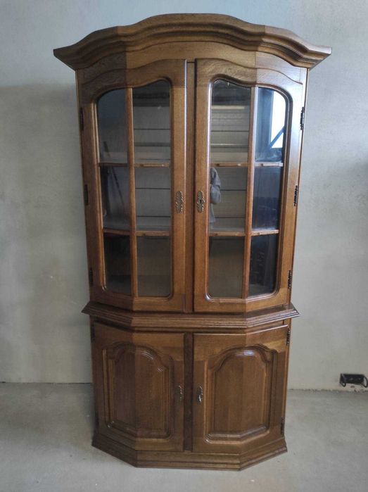 Masywna dębowa witryna narożna FLANDERN stan bdb DOWÓZ WYSYŁKA