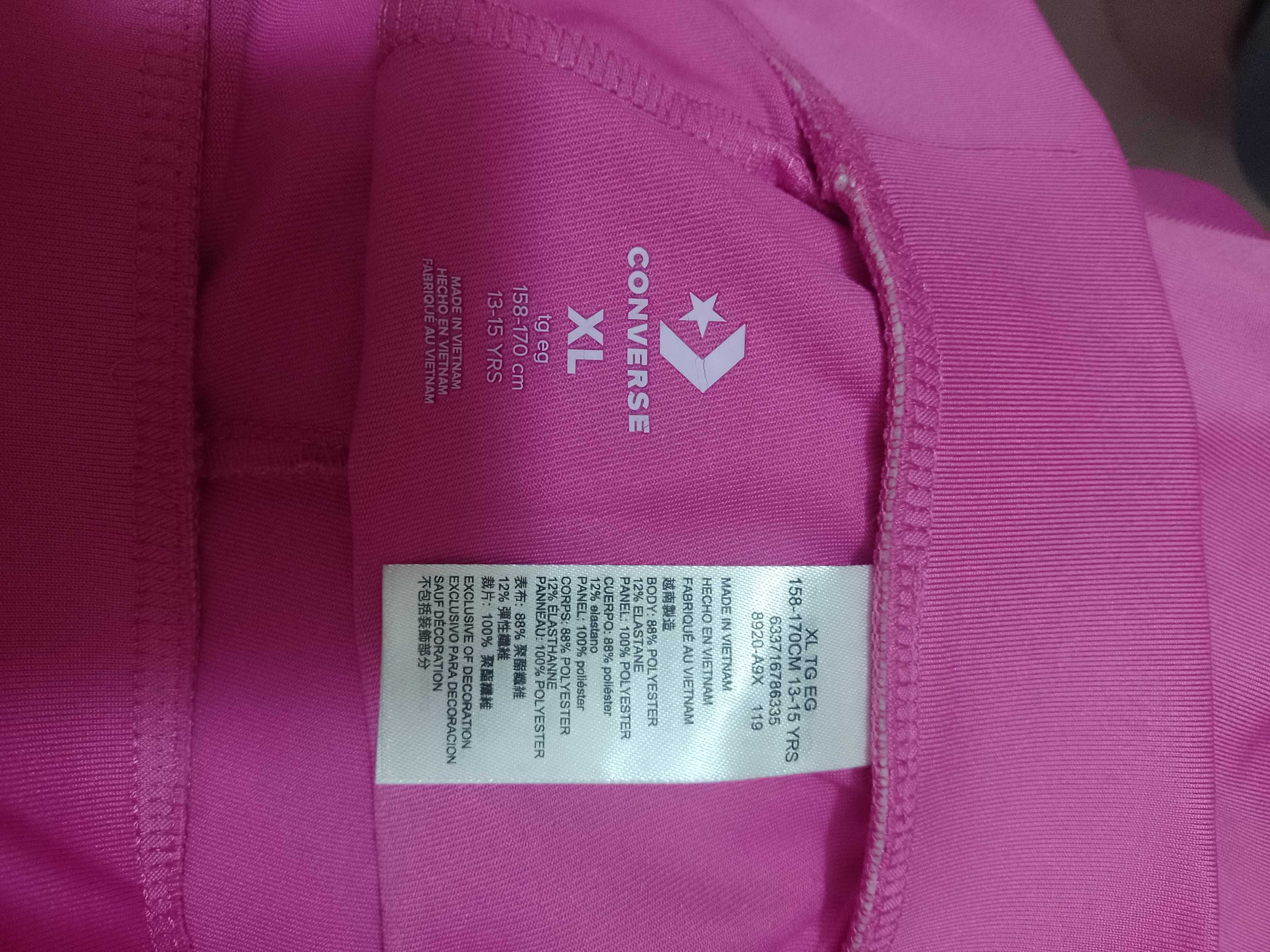 (XL) Converse/ Różowe, bogato zdobione legginsy fitness, getry