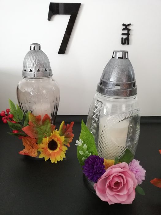 Znicze zdobione kwiatami 70h palenia