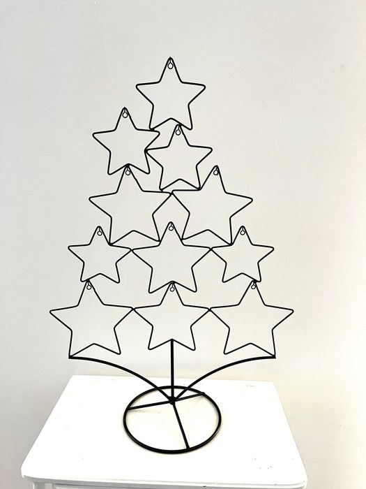 Árvore de Natal com Estrelas em Metal Preto (60cm)