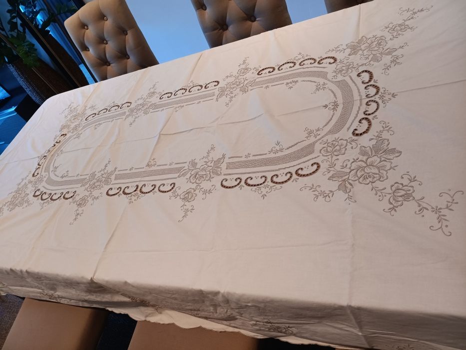 Toalha de linho bordado da Madeira c/12 guardanapos