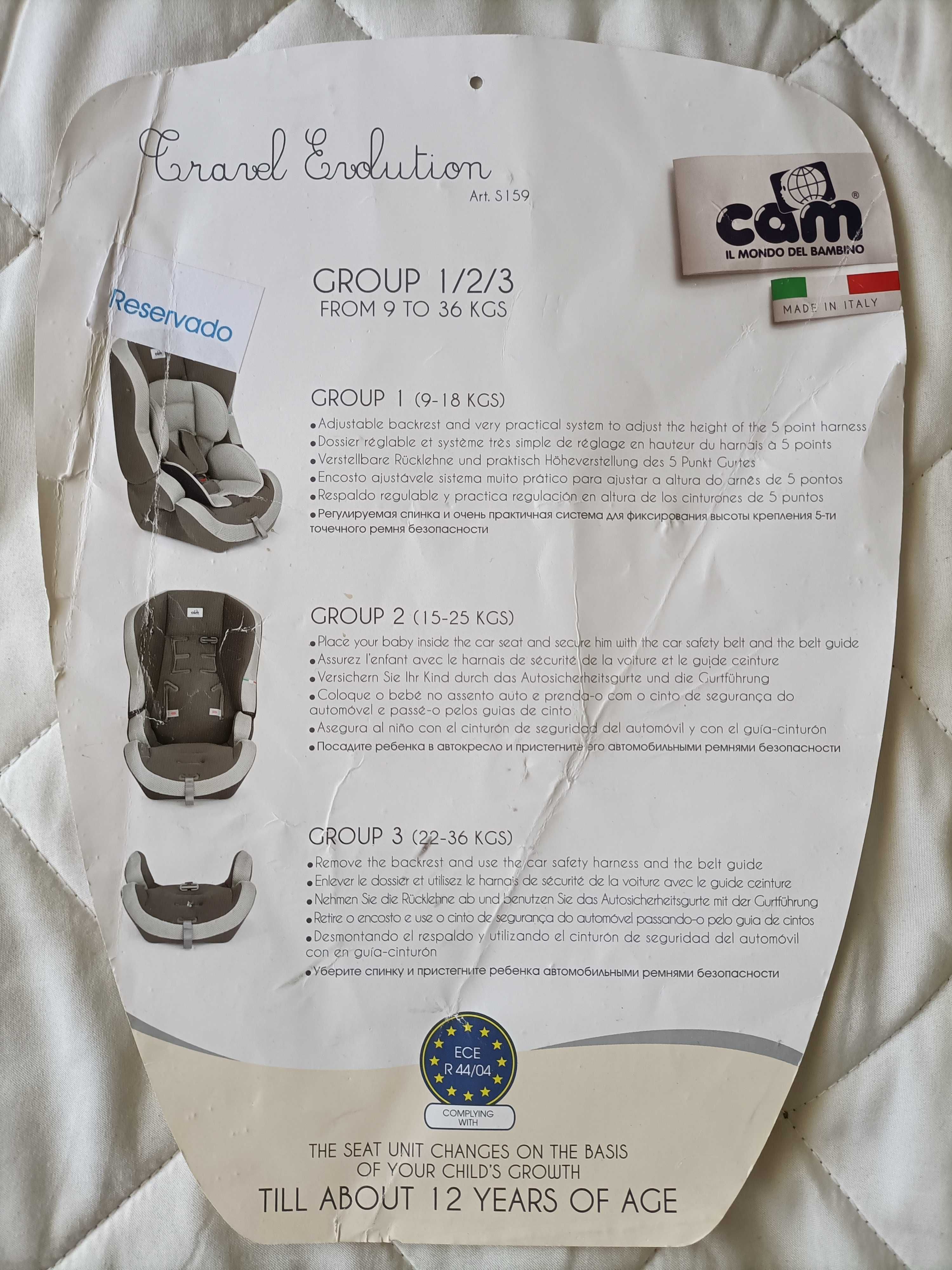 Cadeiras de criança para automóvel Grupo 1/2/3