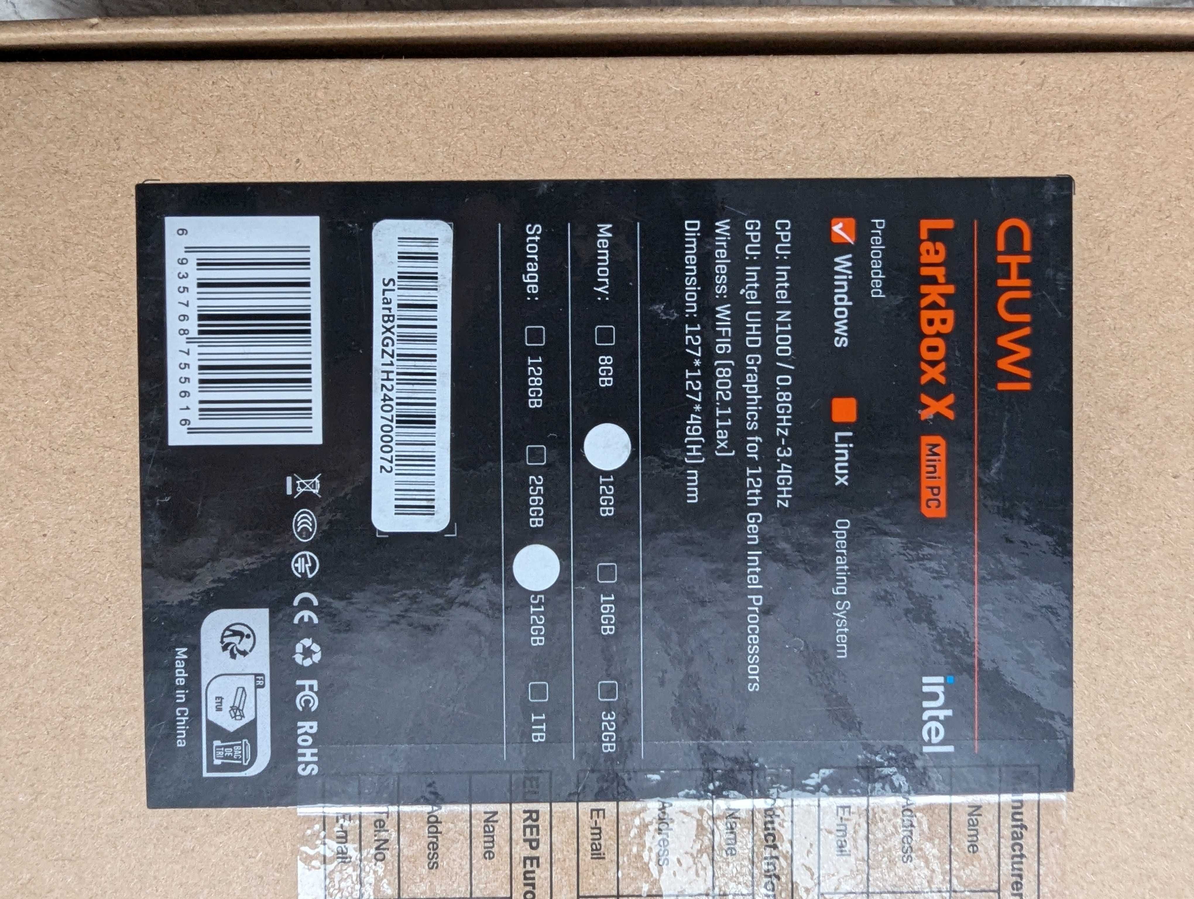 Chuwi Larkbox X miniPC 12Gb 512Gb komputer