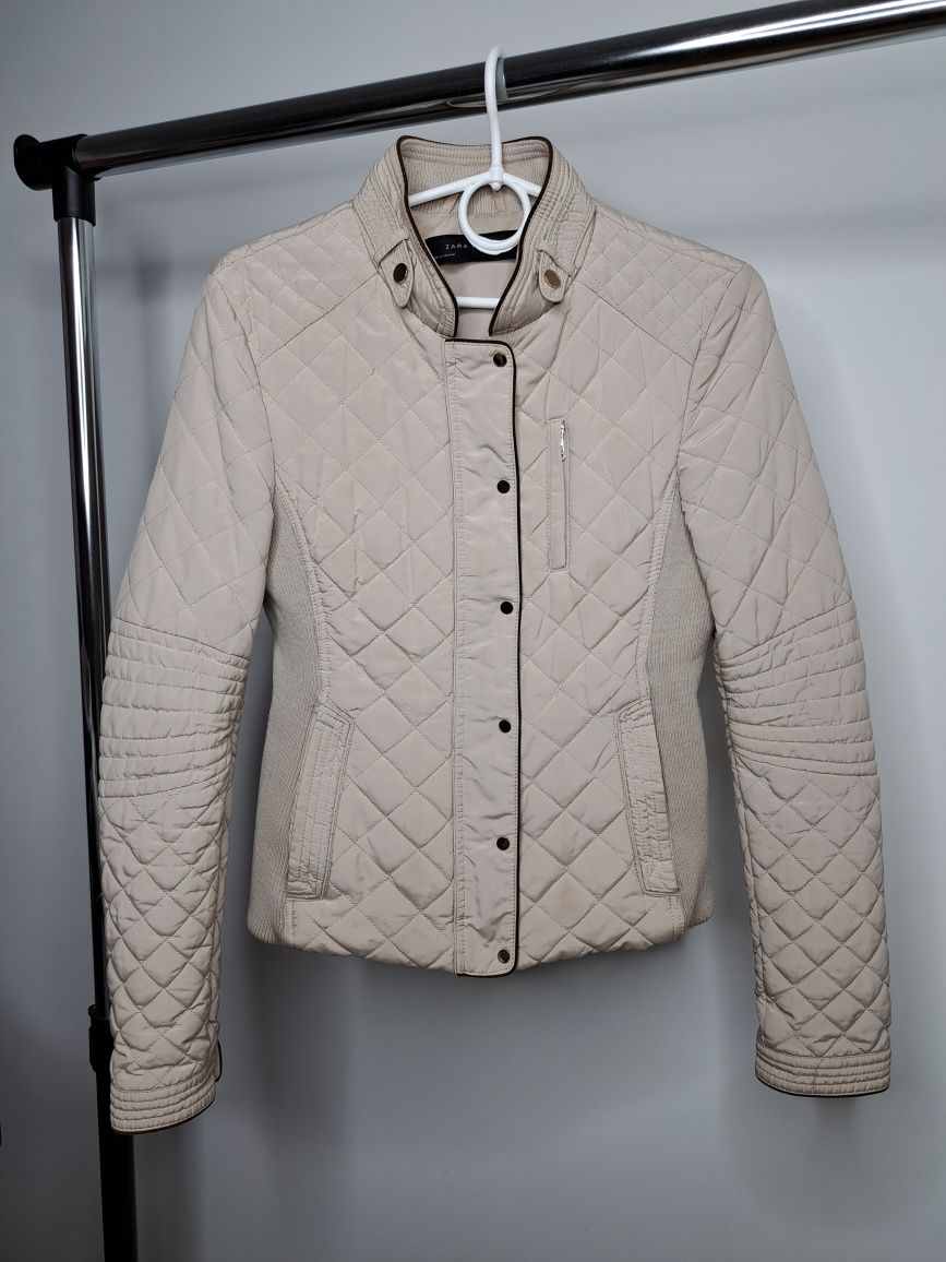 ZARA kremowa pikowana KURTKA ROZ 34/XS STAN BDB