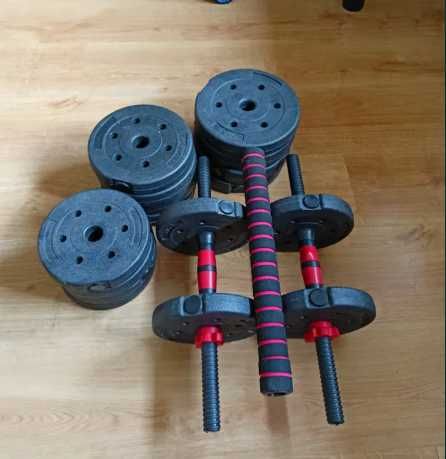 HANTLE 2x10kg 20kg + SZTANGA ŁĄCZONA zestaw hantli regulowanych *nowe*