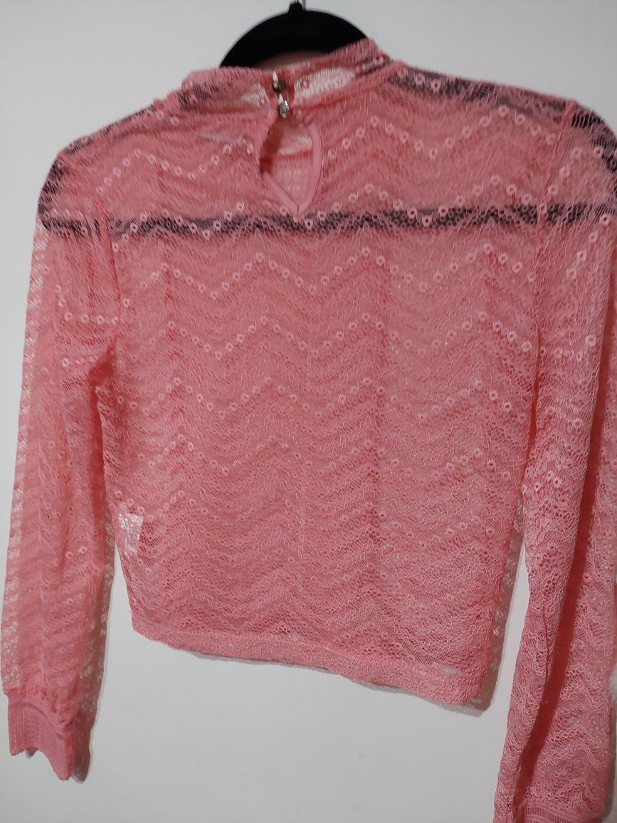 Blusa top renda novo rosa S