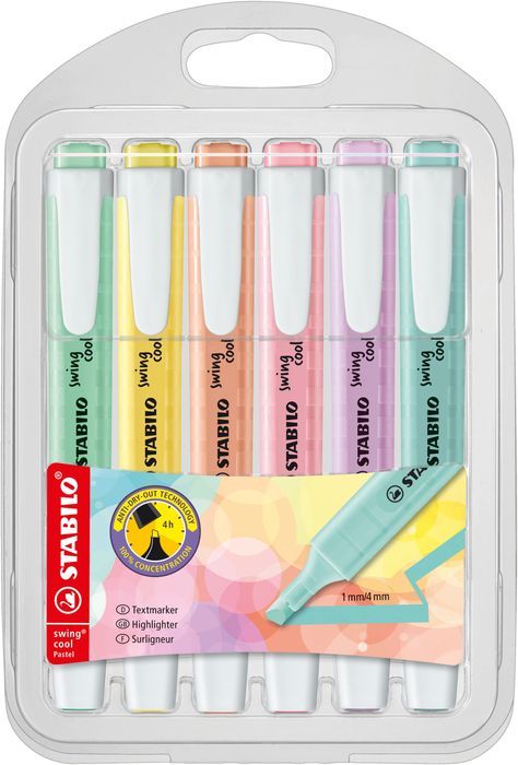 Zakreślacze swing cool pastel (6 sztuk). Stabilo