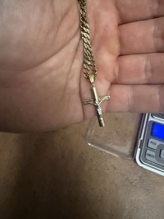 Złota kuta pancerka z krzyżykiem 16,21 g