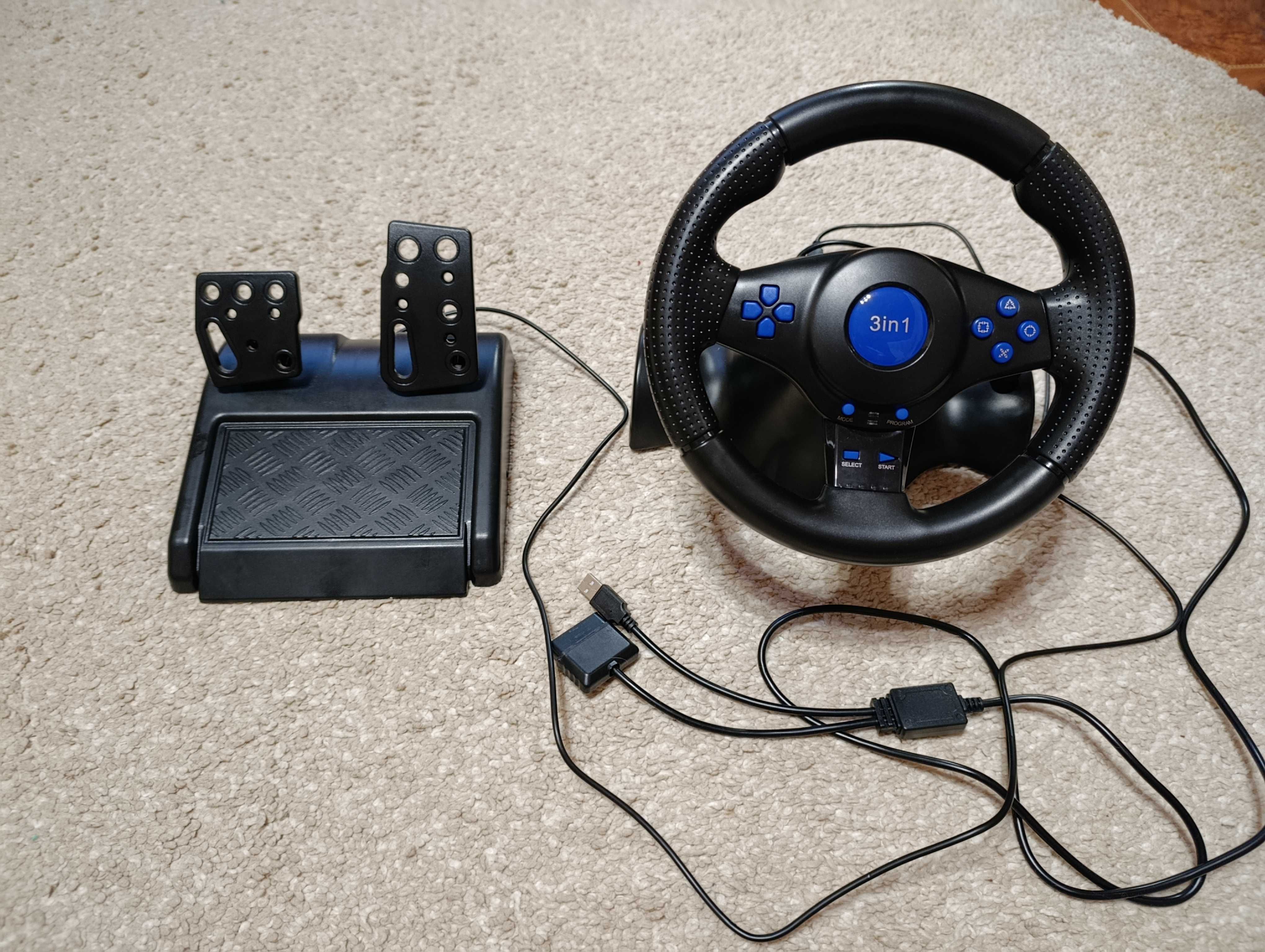 Руль игровой 3 В 1 Vibration Steering Wheel с виброотдачей