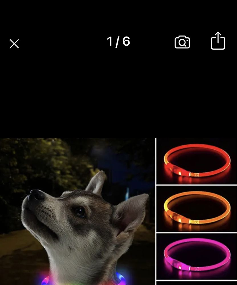 Светящийся ошейник для собак (диаметр 50 см)