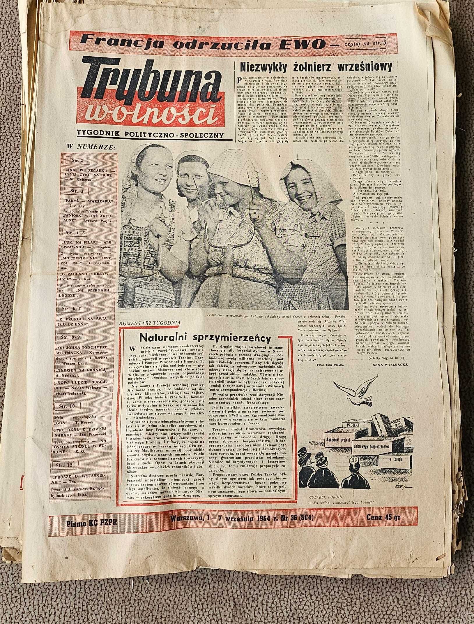 Archiwalne stare gazety Życie literackie Trybuna wolności itp. 1953-55