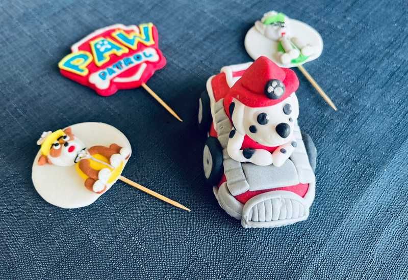 Ozdoby na tort masy cukrowej cukrowa Psi Patrol Rubble Marshall Rocky!