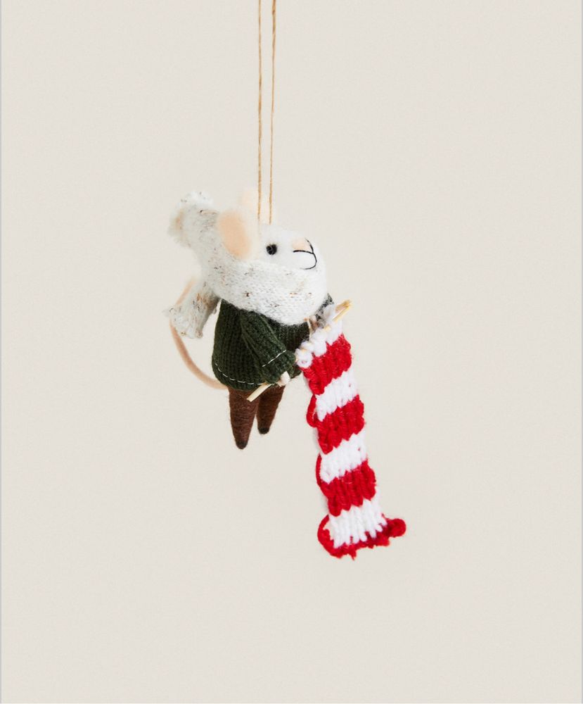 Enfeite Lã Rato Malha Natal Zara Home NOVO