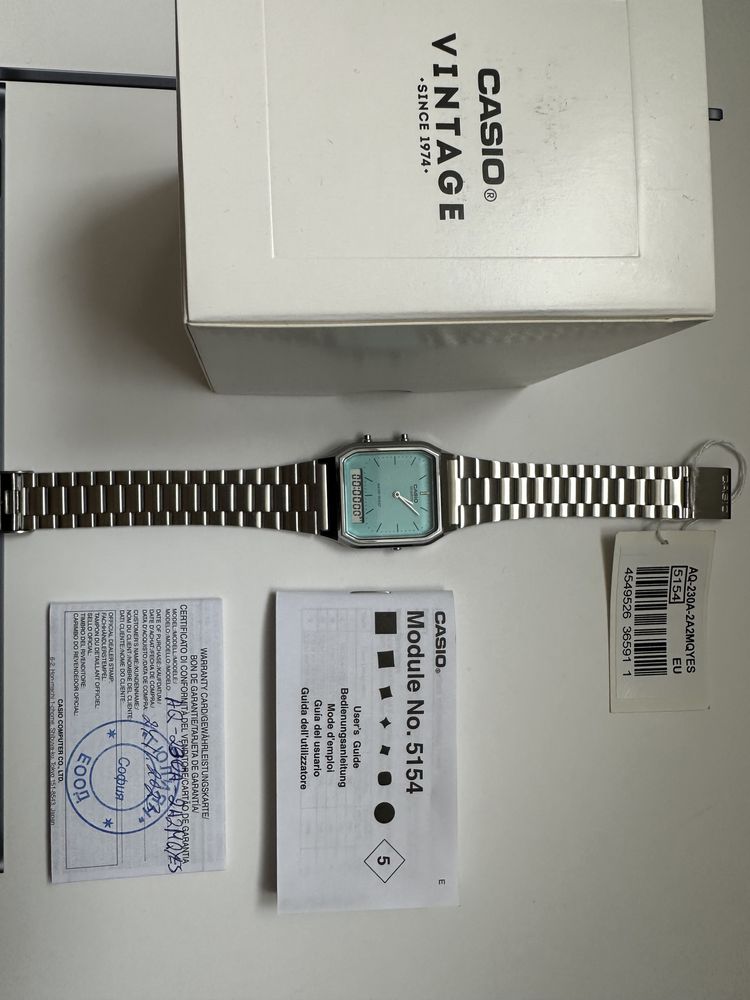 Годинник Casio Vintage колір TIFFANY, Оригінальний годинник, гарантія!
