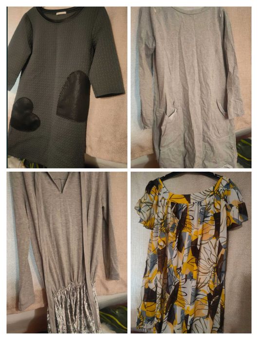 Zestaw 4 ciążowych ubrań, 3 sukienki + tunika/bluzka