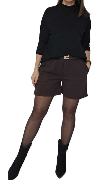 Spodenki krótkie damskie na zimę brązowe czekoladowe S M L