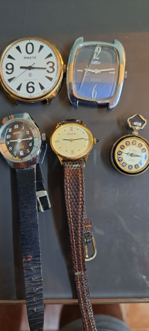 9 Relógios de corda e automático vintage para restauro peças lote.