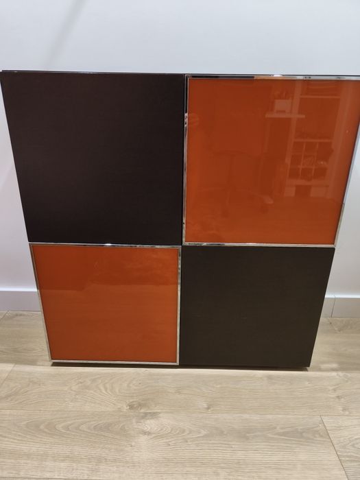 Aparador / Consola castanha / laranja e prata