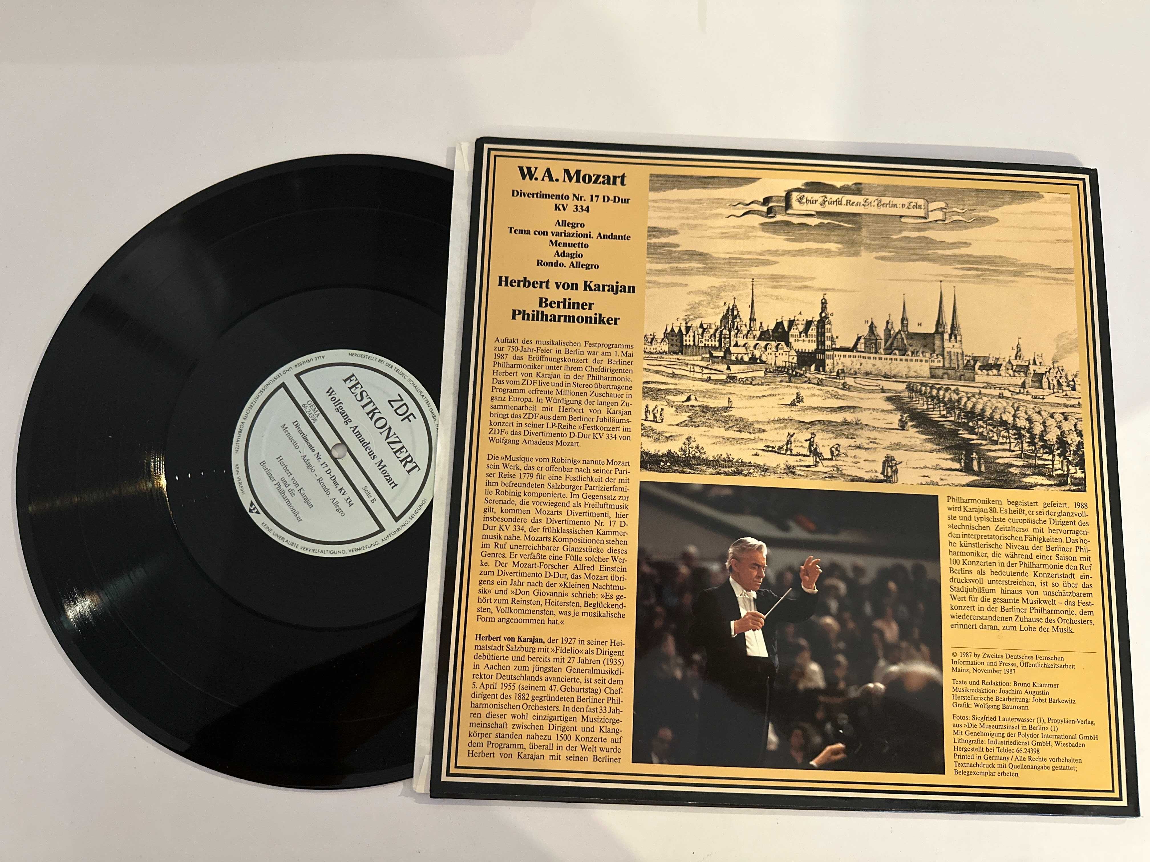 Mozart, Karajan, Berliner Philharmoniker–Festkonzert LP Winyl (A-100)