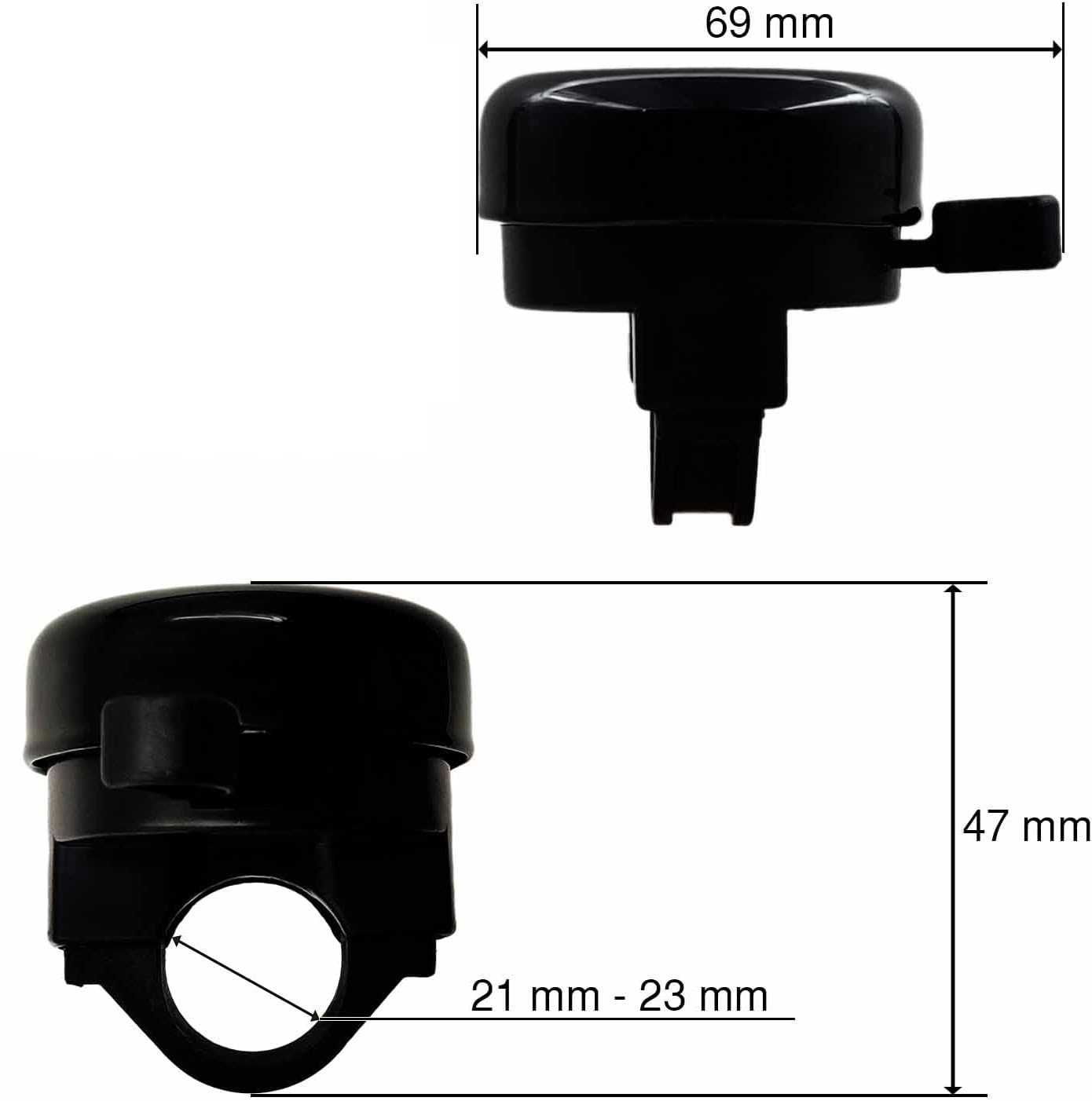 Dzwonek rowerowy fi 21-23mm czarny uniwersalny