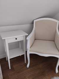 Fotel prowansalski+ stolik Ikea+ lampka nocna gratis