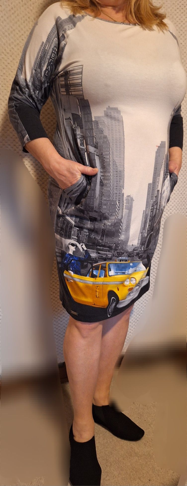 Sukienka malowany wzór Taxi