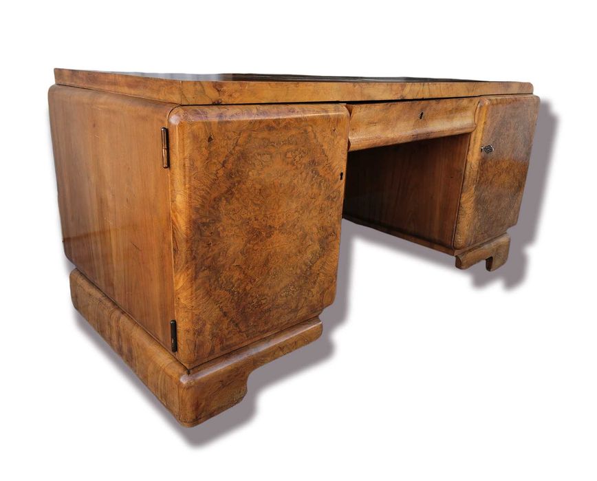 Komplet gabinetowy Art Deco z 1930 roku. Biurko i biblioteka.