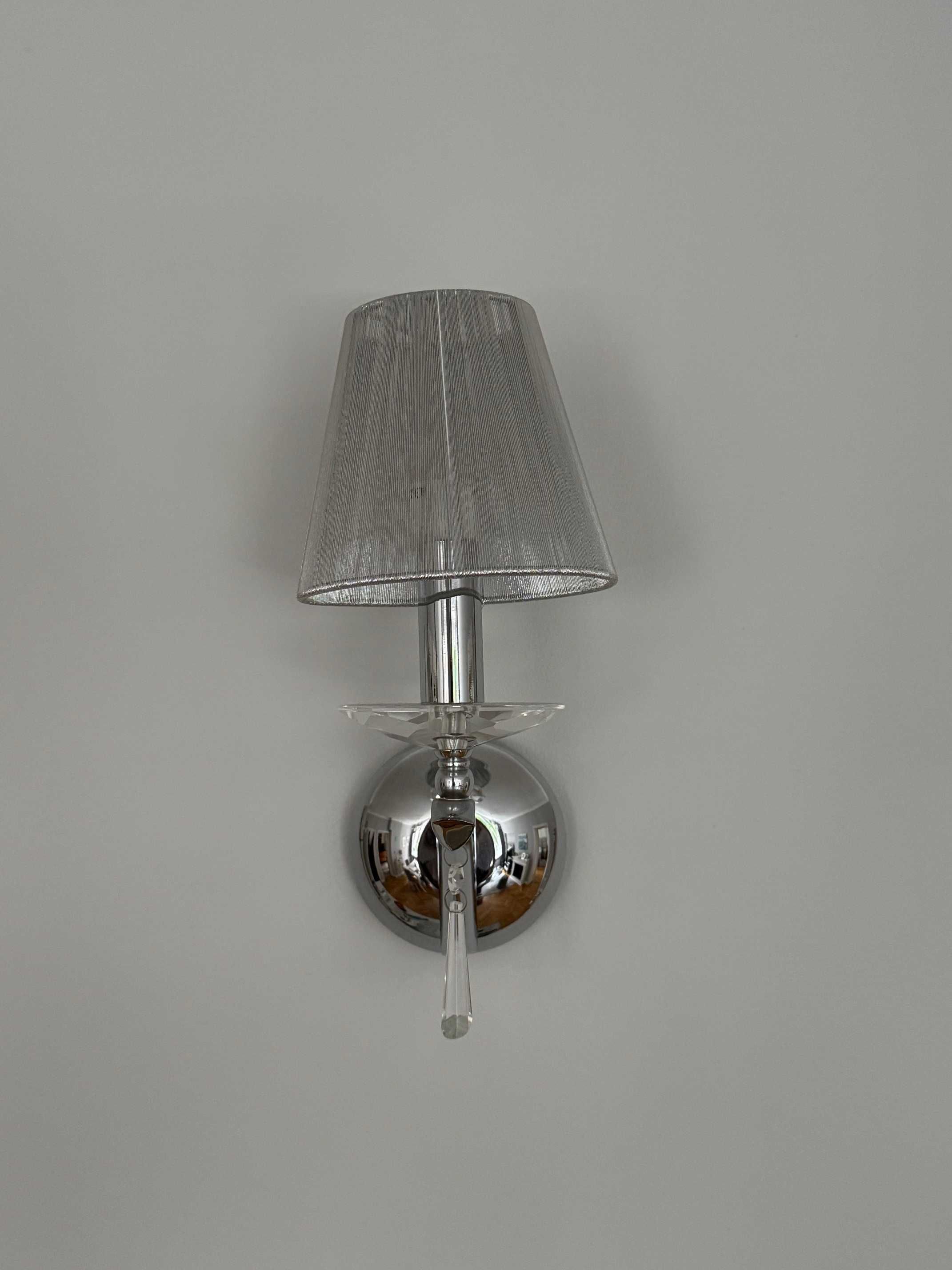 Komplet lamp z chromami i krzyształami. 2 żyrandole 2 kinkiety.
