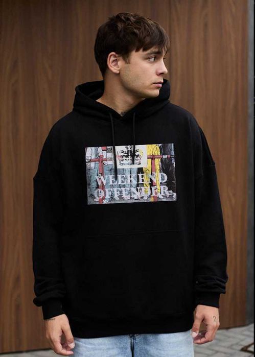 Черное Худи Weekend Offender • Leo Gregory  • Чорне Худі WK • ХС-ХЛ