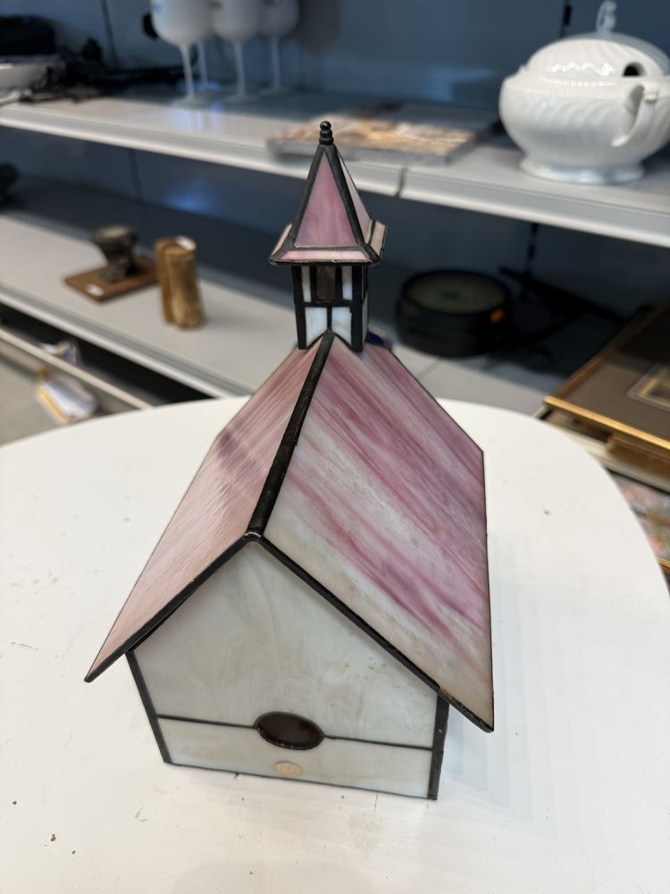 Retro Lampka witrażowa na świeczkę szklana typ Tiffany 12