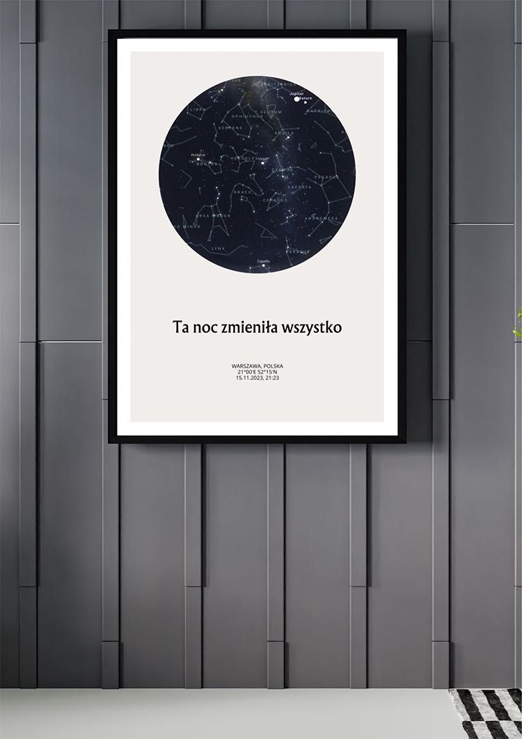 Personalizowany Plakat z Mapą Nieba w Ramie 50x70