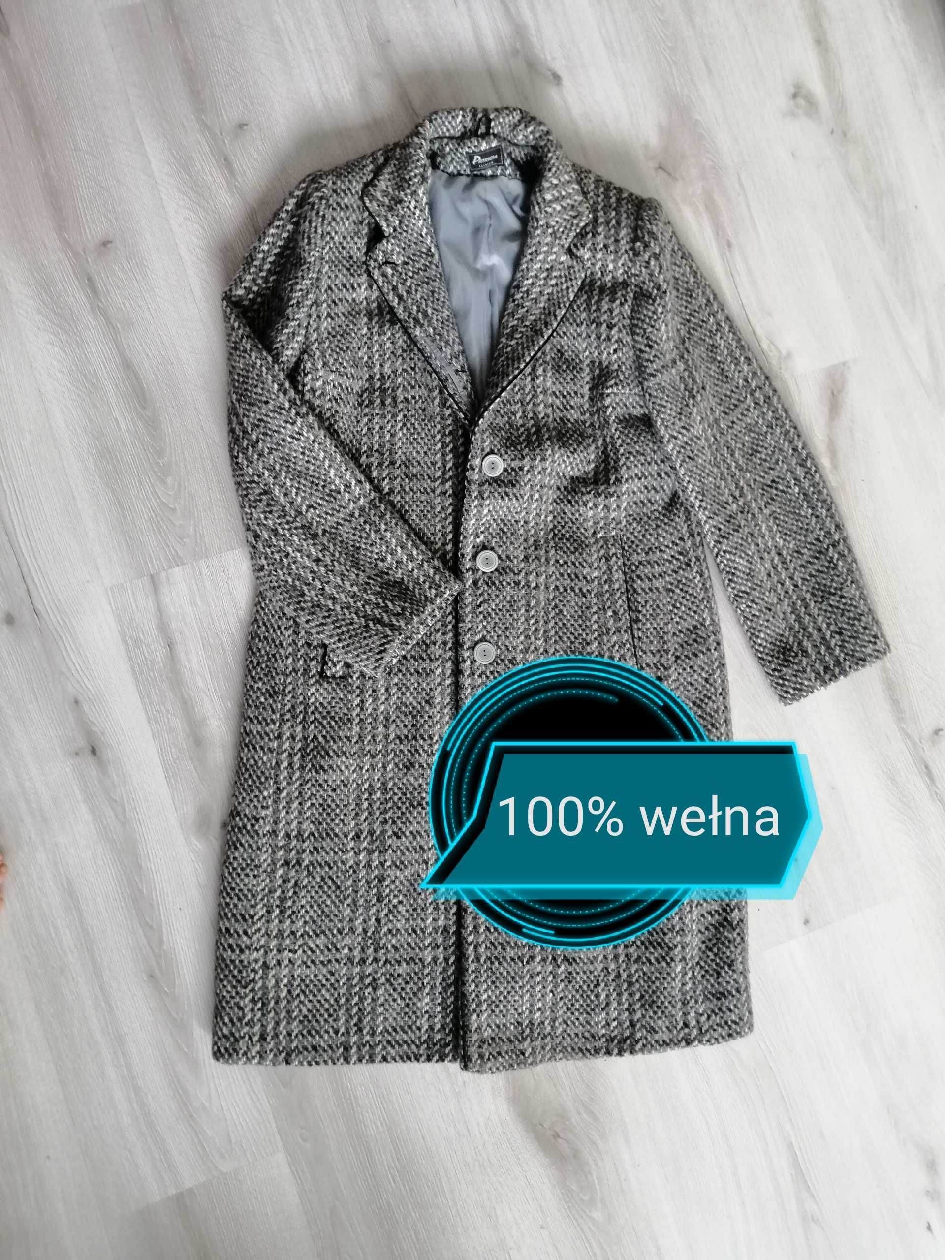 Płaszcz 100% wełna zimowy melanż Patricia Fashion 46