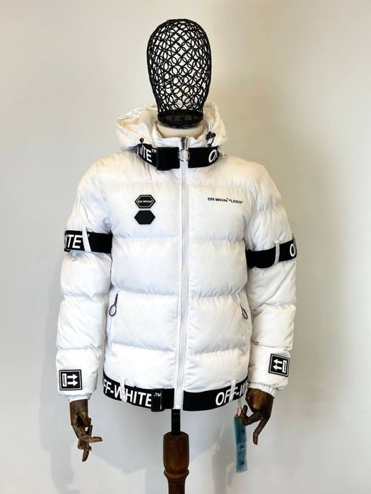 Пуховик Off-White чоловічий білий пуховик офф-вайт білий чоловічий