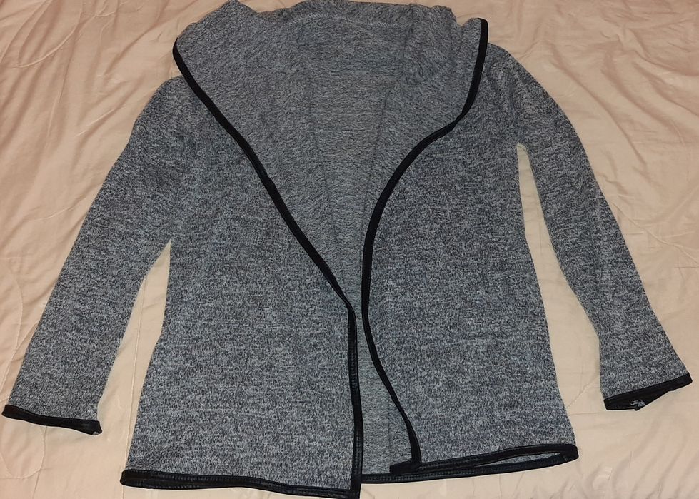 Szary melanż stylowy kardigan narzutka rozm. M