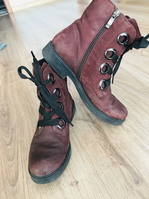 Buty botki Lasocki bordowe 38 skóra