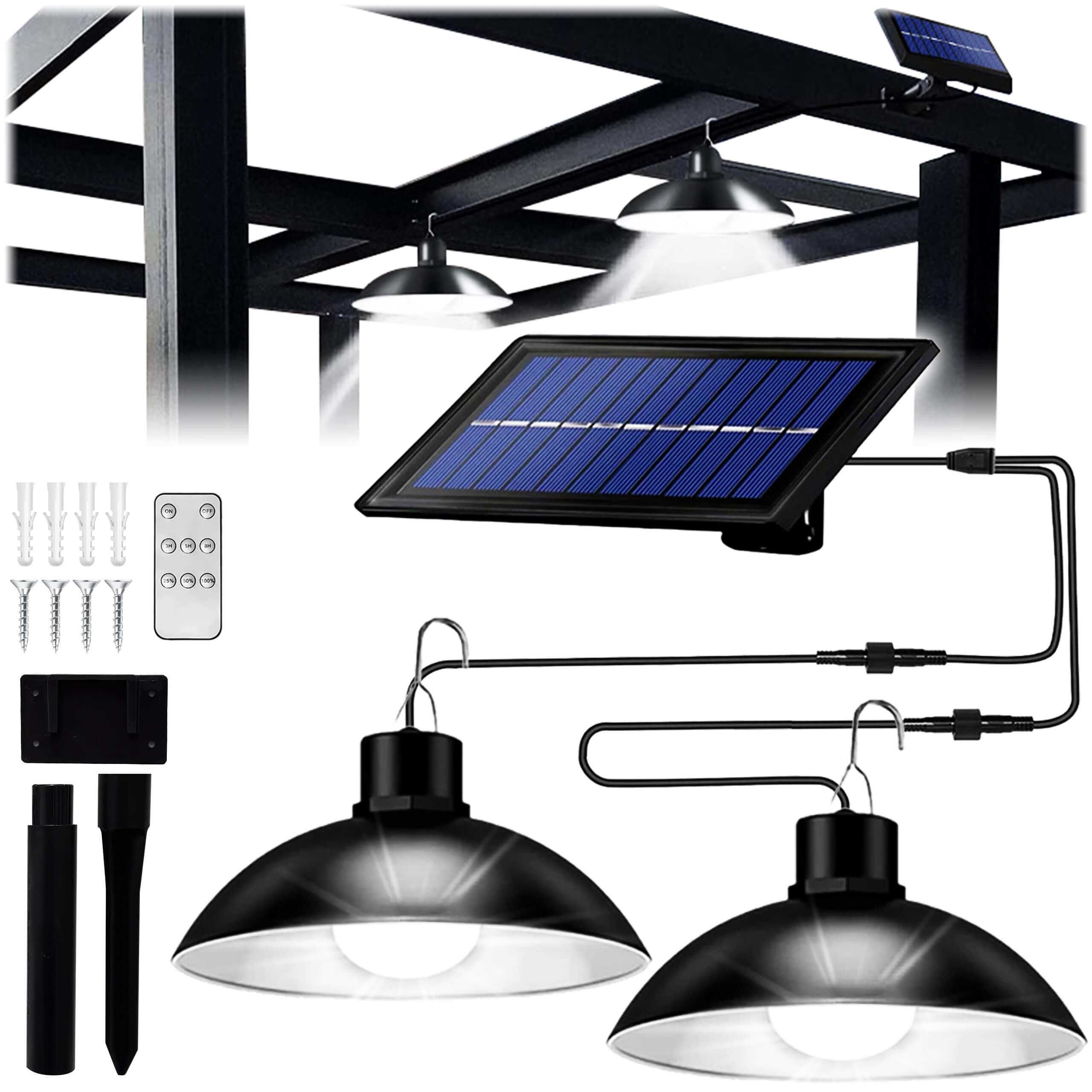 ZESTAW 2 x ŻYRANDOL Wisząca LAMPA Solarna LED + Pilot