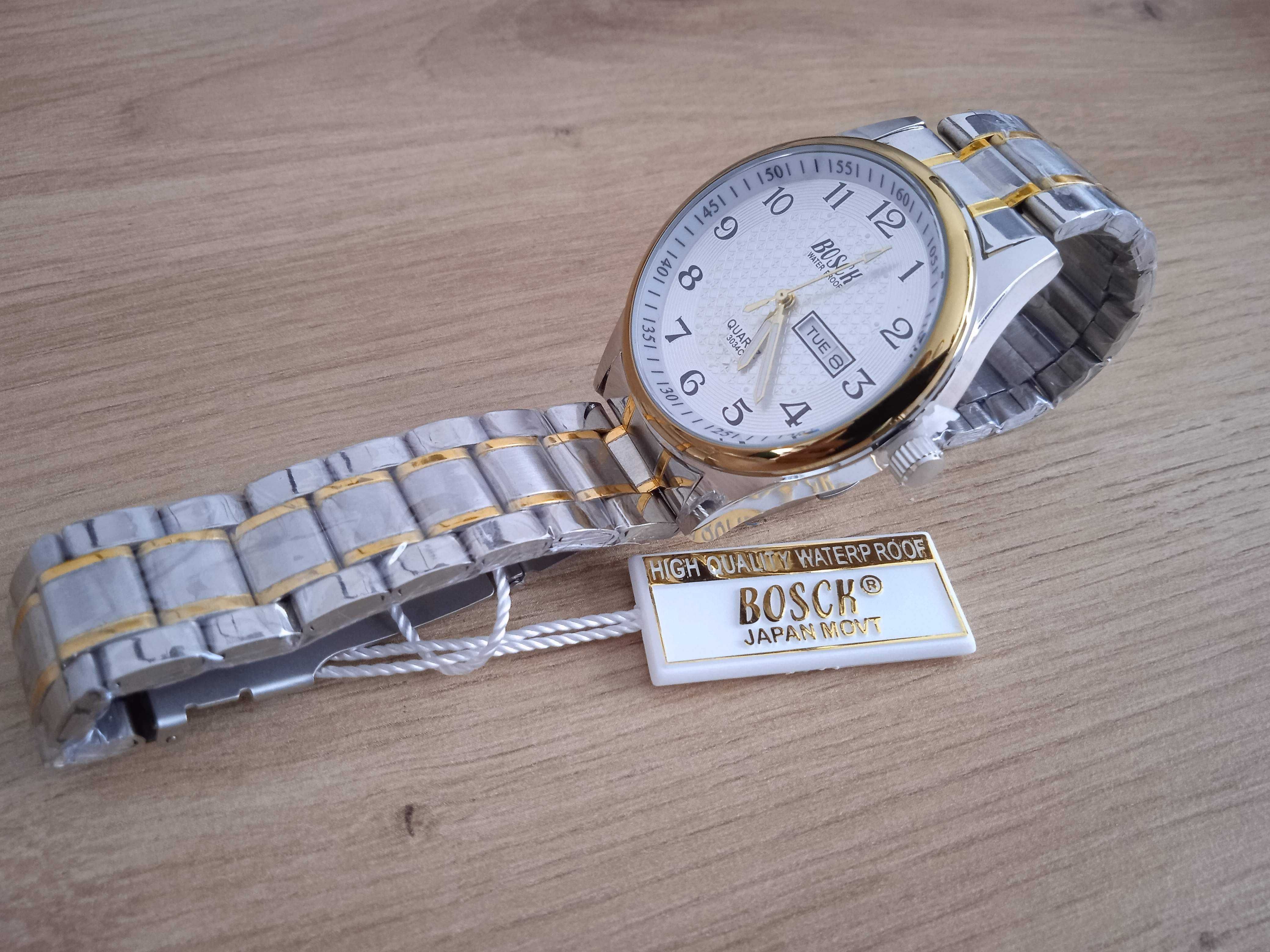 Elegancki zegarek z bransoletą i datownikiem BOSCK - Nowy