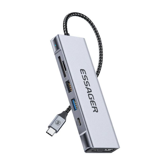 Stacja Dokuja Essager Hdmi, 2Xusb, Sd Tf Do Dysku Ssd Szara