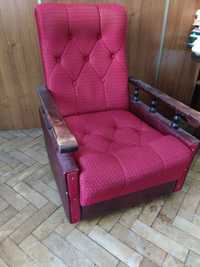 Fotel z podnóżkami, pufami, Vintage, retro oldschool