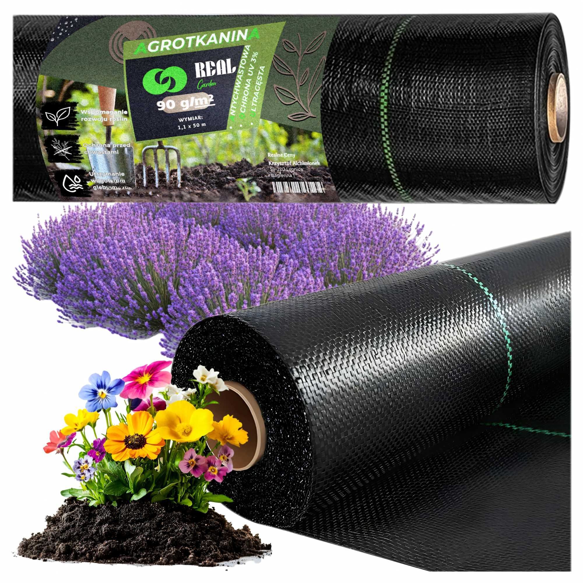 Agrowłóknina ogrodowa czarna 140 g/m² – 1,6 x 50 m – UV, antychwastowa