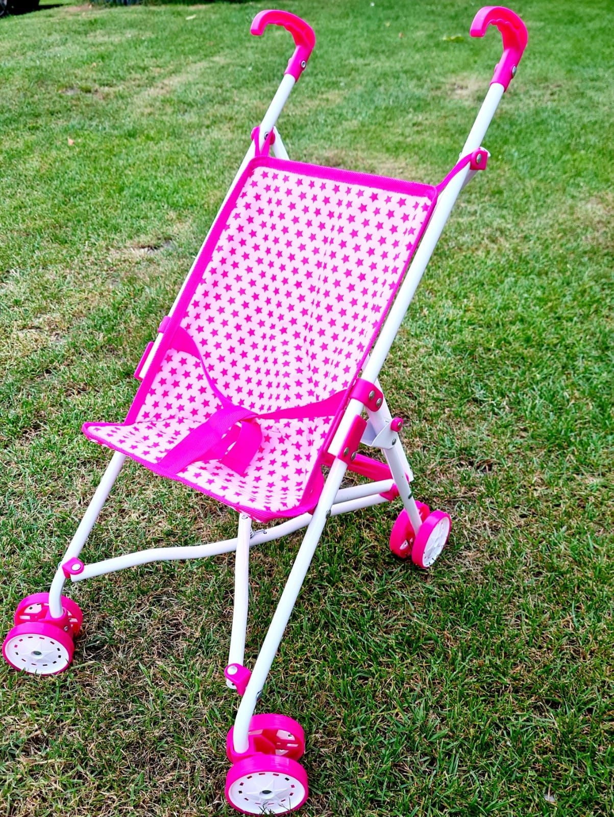 Super Wózek dla lalek zabawka dla dzieci biało różowy nowy