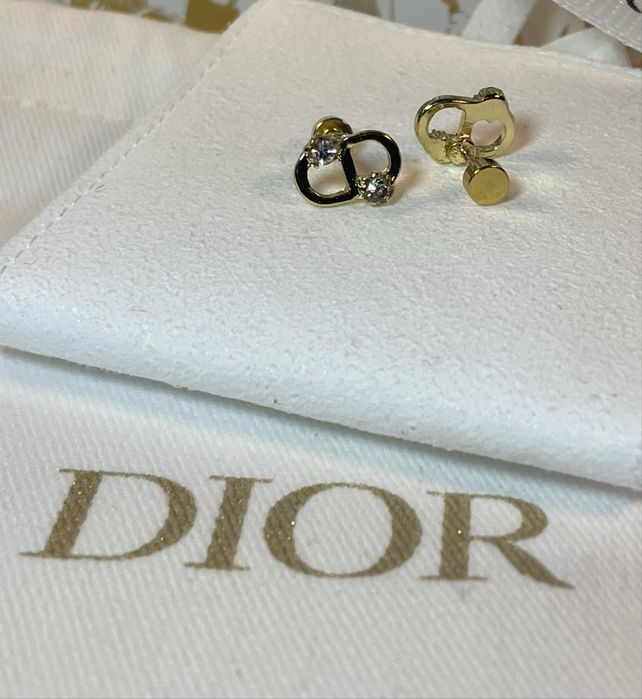 Mini Kolczyki Petit CD Złote metalowe i srebrne kryształy