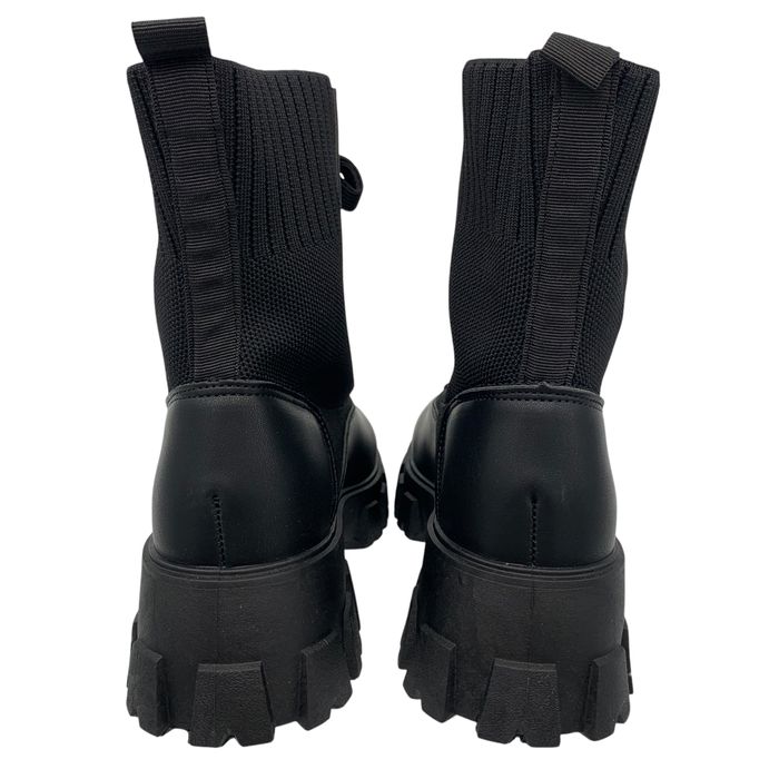 Buty botki bikery glany 38 czarne na platformie ze skarpetą wsuwane