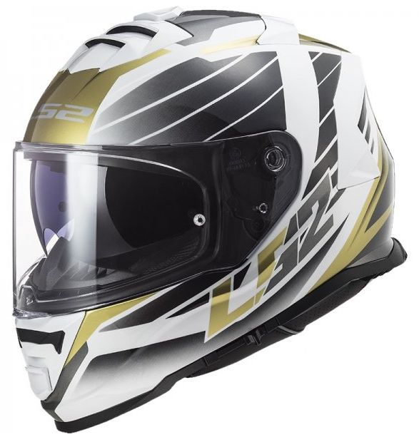 LS2 FF800 NERVE white antique gold kask integralny motocyklowy blenda