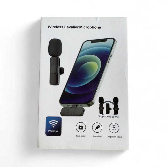 Мікрофон бездротовий петличний для Iphone 5-14 (Lightning) подвійний.