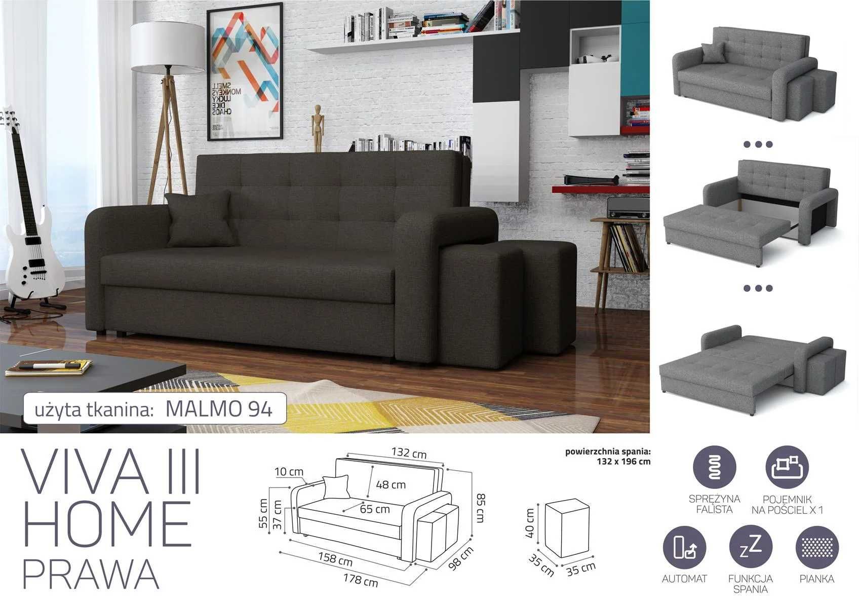 Viva III Home z pufami Sofa/Kanapa Darmowa dostawa