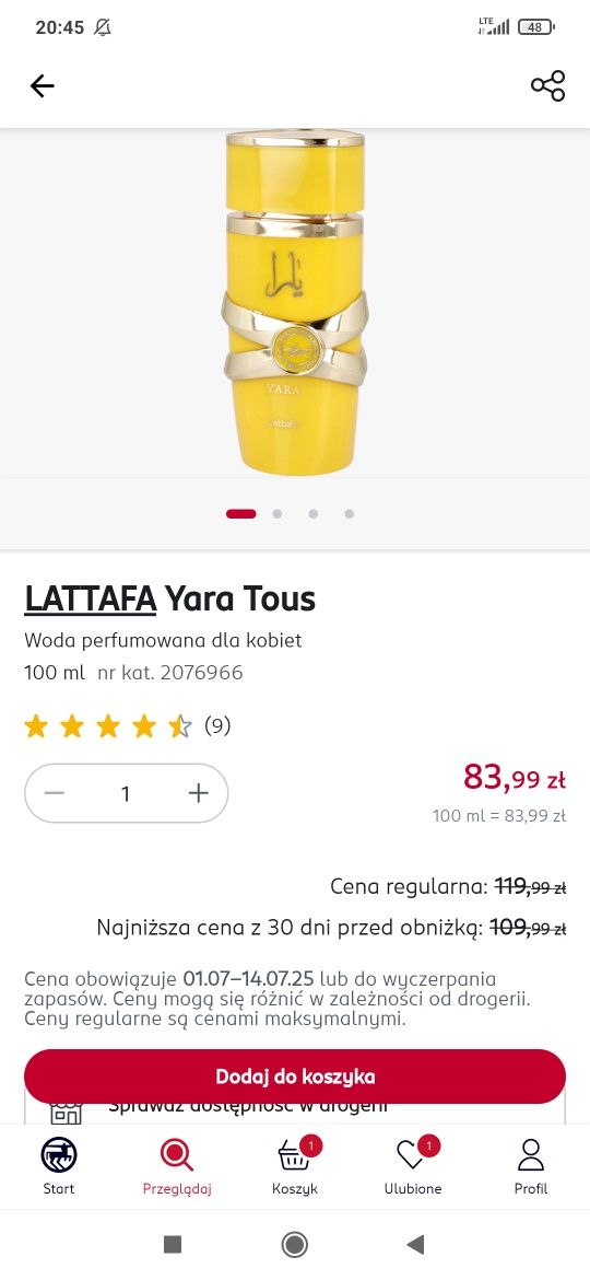 Lattafa Yara Tous mały ubytek oryginał